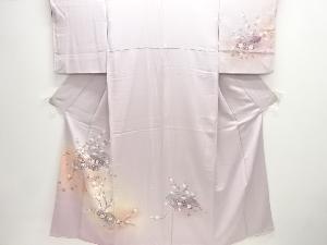 扇面に御簾・草花模様訪問着